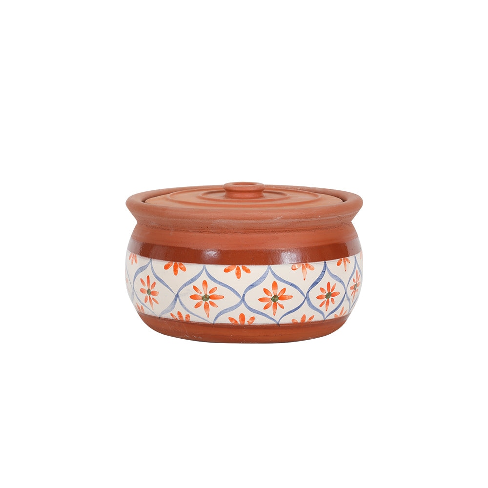 Mediterranean Floral Rustic Terracotta Cooking Pot
