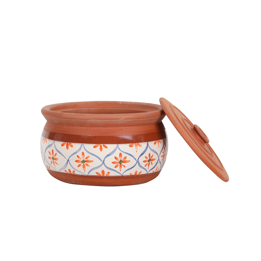 Mediterranean Floral Rustic Terracotta Cooking Pot