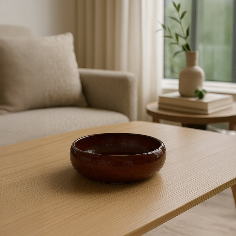 Maroon Glazed Round Ceramic Bowl