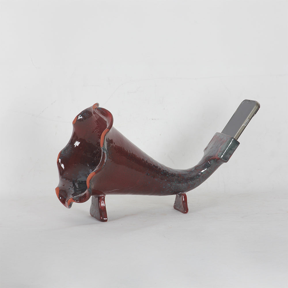 Maroon Horn Ceramic Phone Amplifier