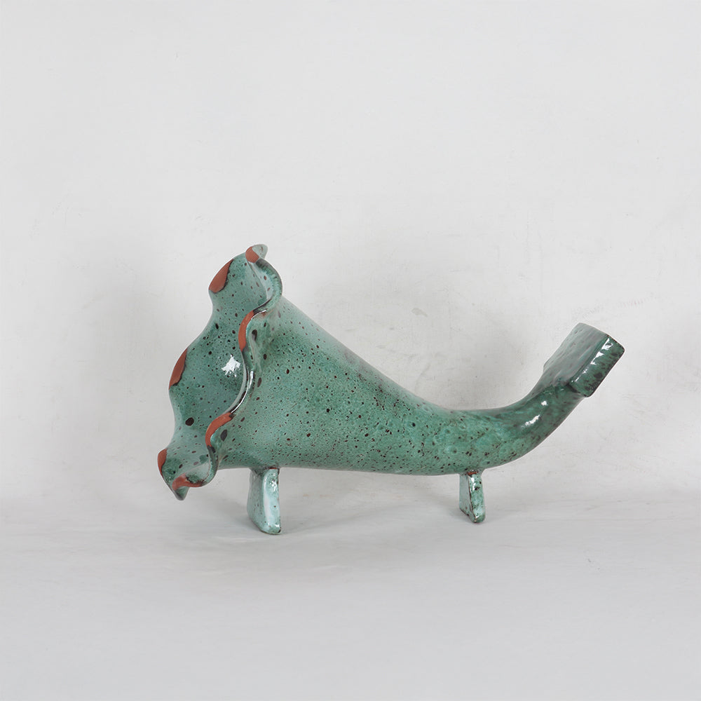 Green Speckled Horn Ceramic Phone Amplifier