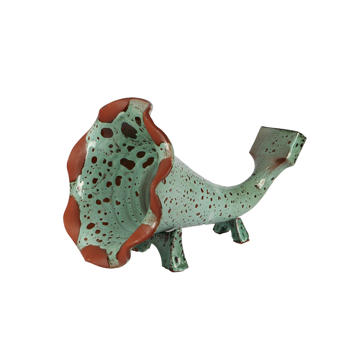Green Speckled Horn Ceramic Phone Amplifier