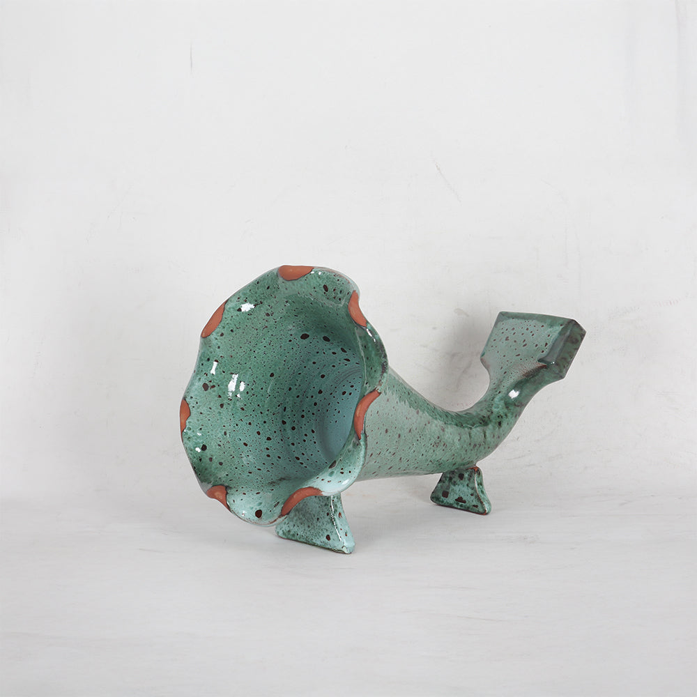 Green Speckled Horn Ceramic Phone Amplifier