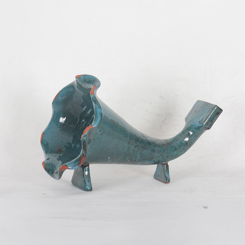 Teal Blue Horn Ceramic Phone Amplifier