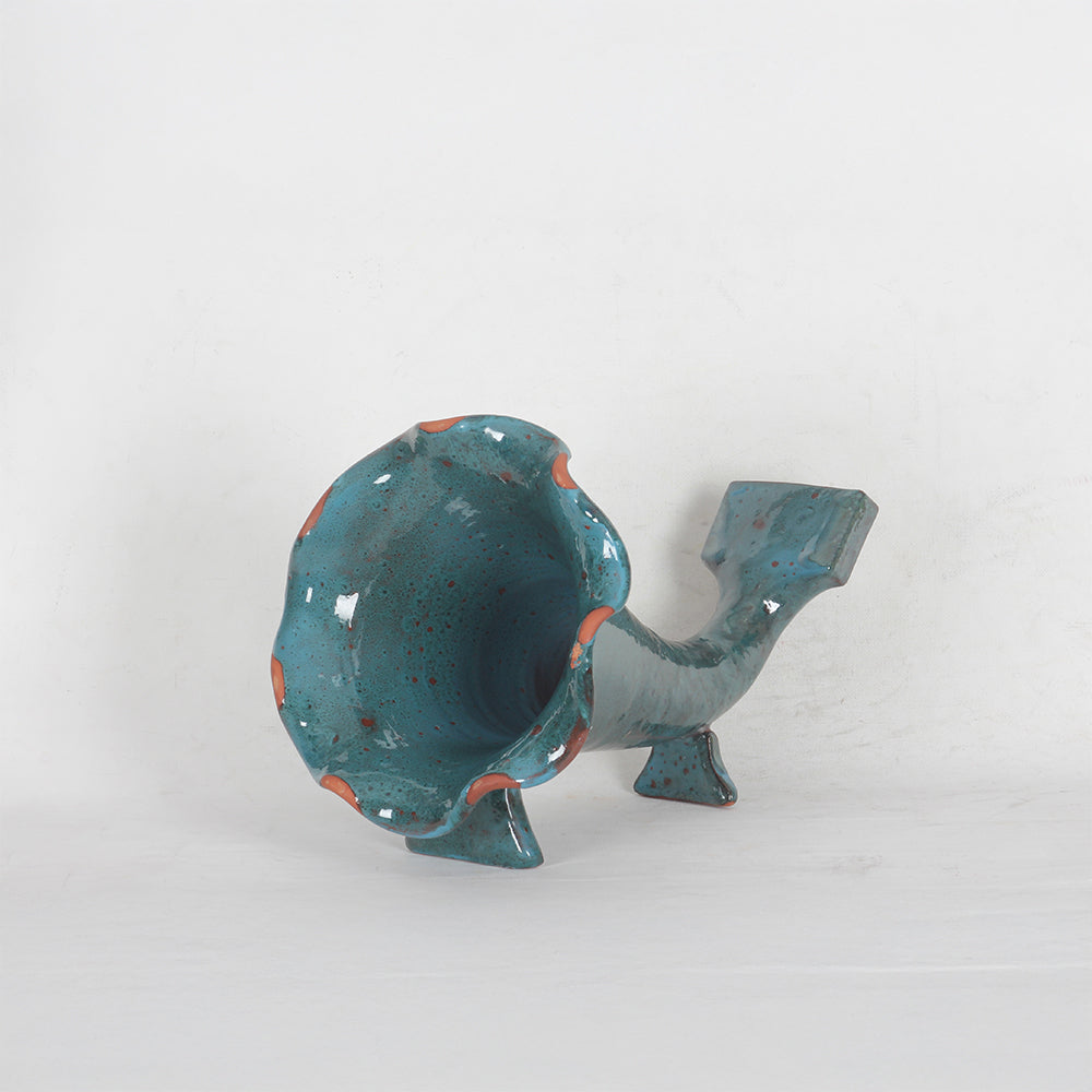 Teal Blue Horn Ceramic Phone Amplifier