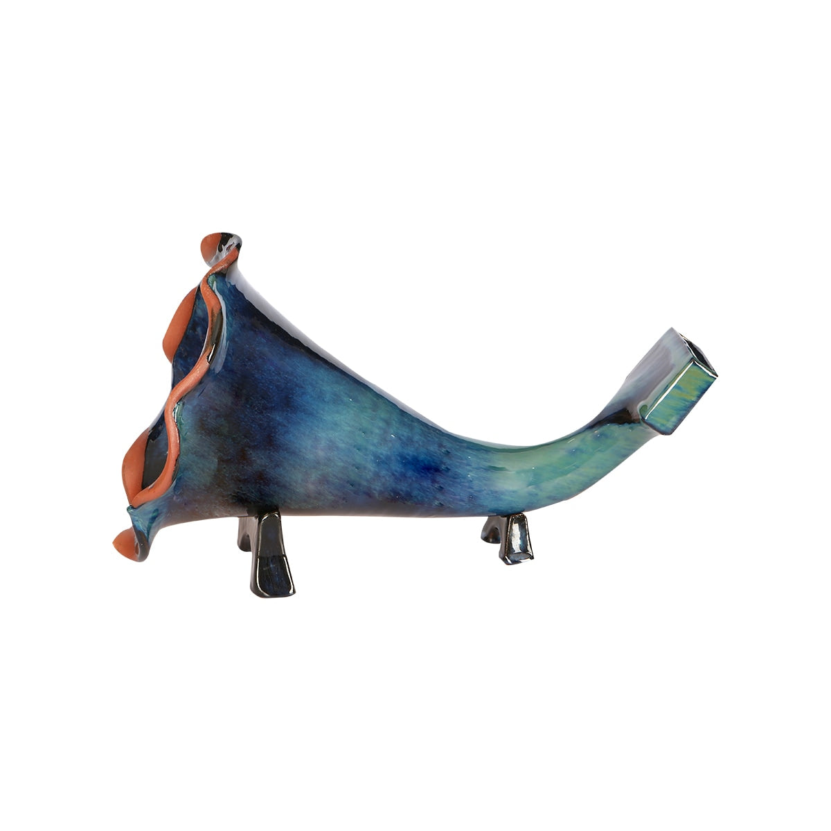 Caribbean Blue Handmade Ceramic Phone Amplifier