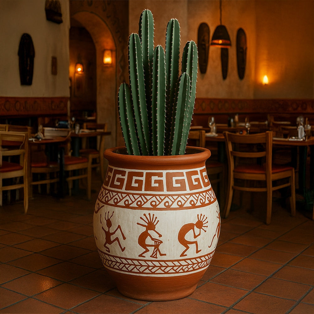 White Brick Tribal Decorative Terracotta Planter