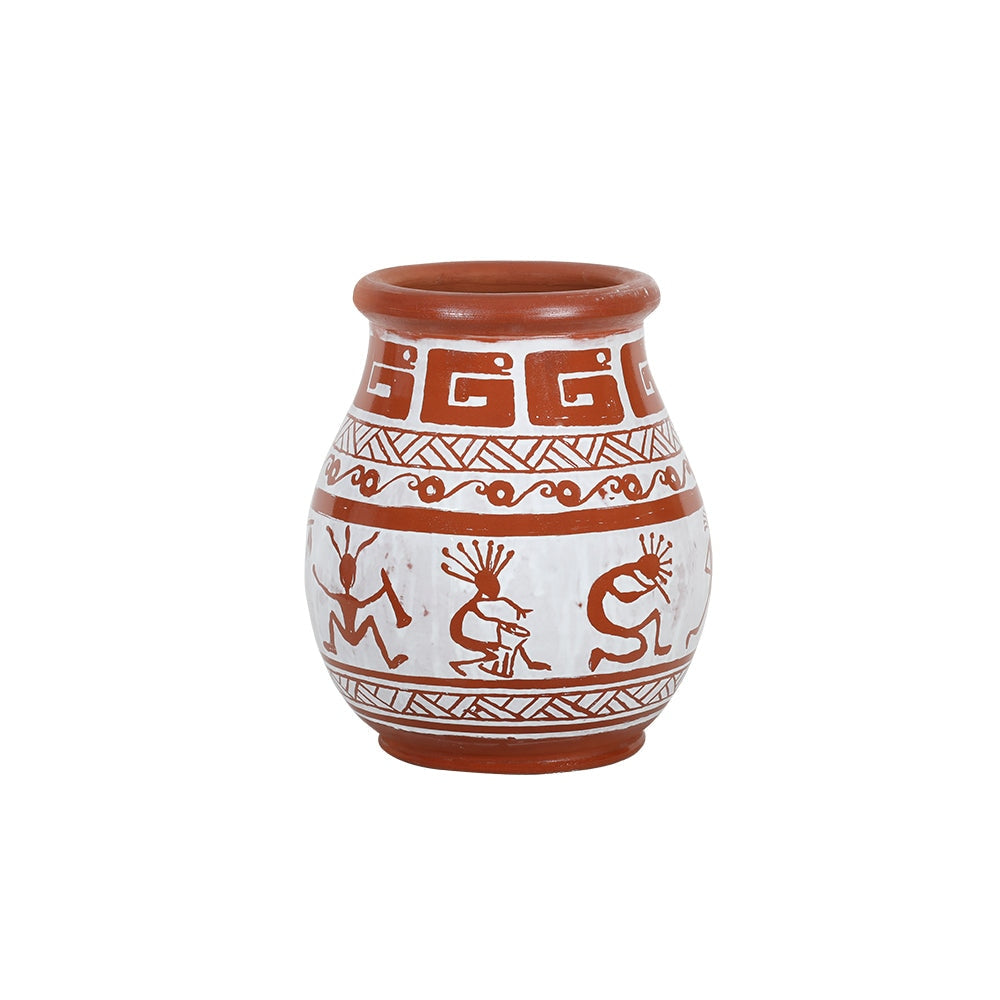 White Brick Tribal Decorative Terracotta Planter