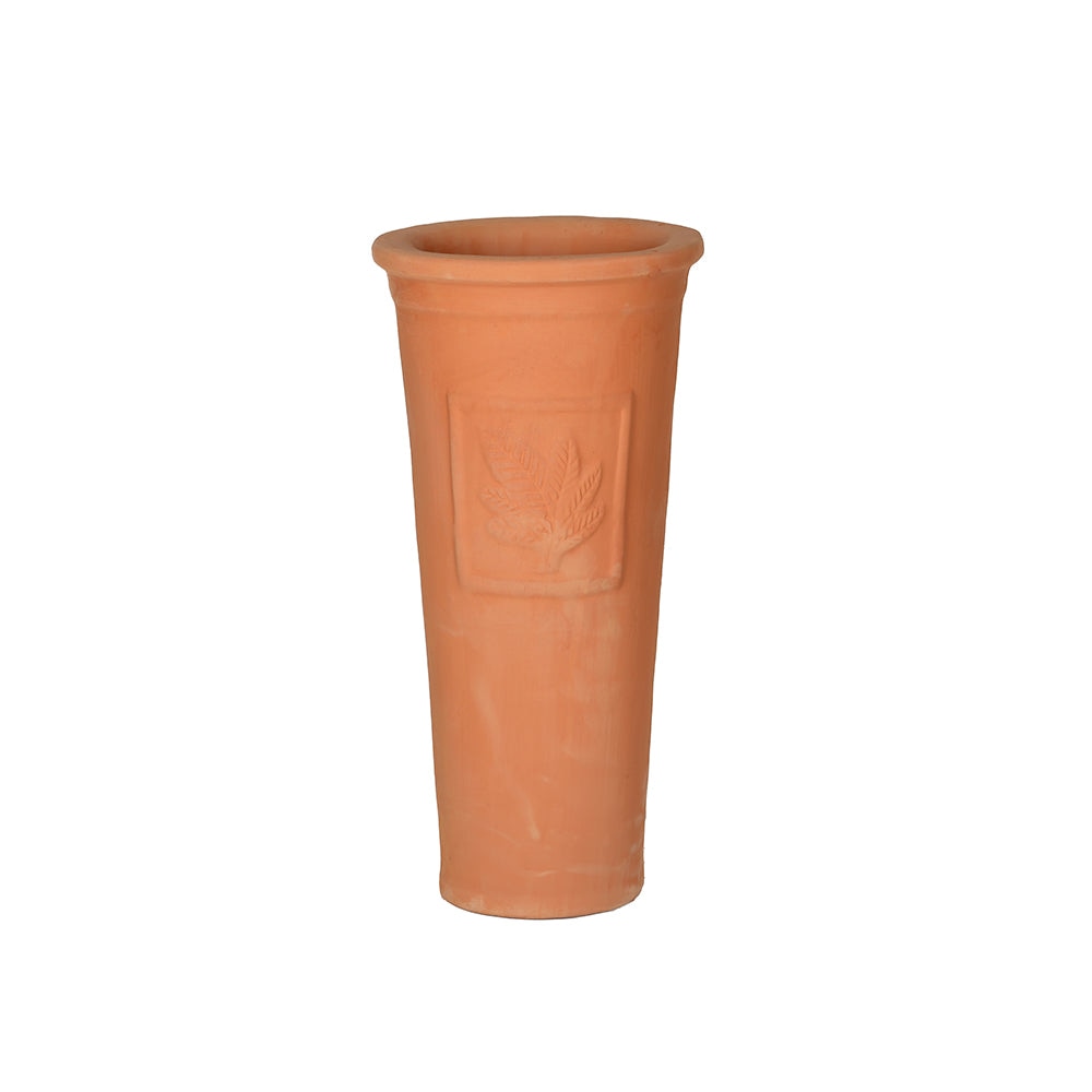 Leaf Embossed Tall Decorative Terracotta Planter