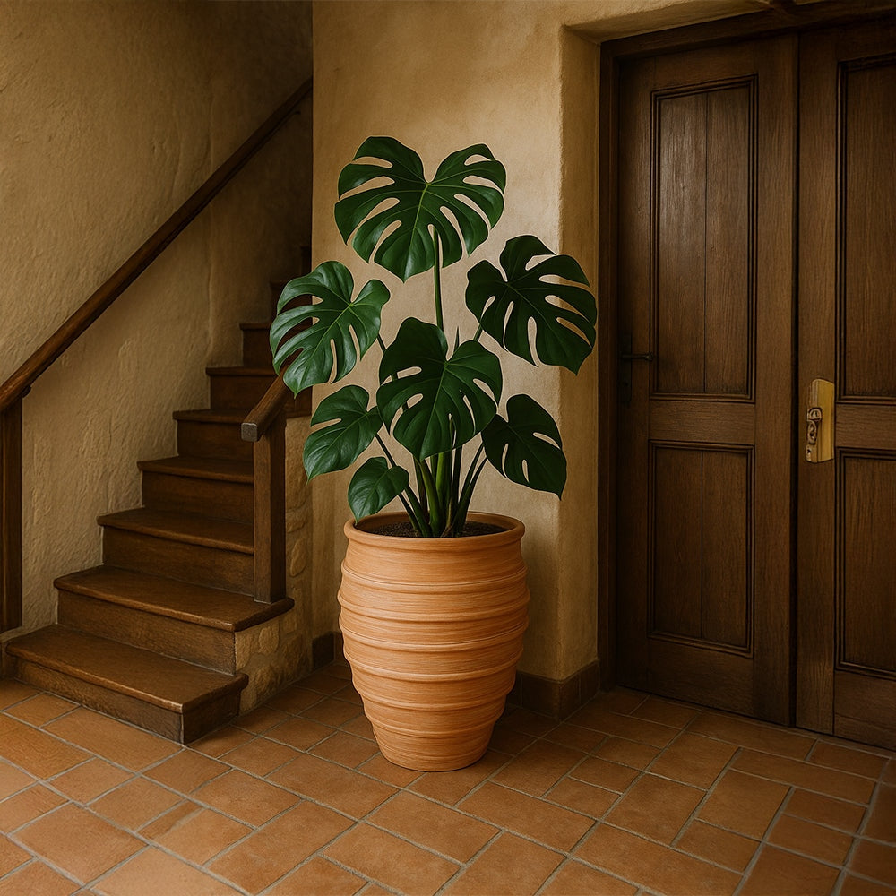 Striped Form Decorative Terracotta Planter
