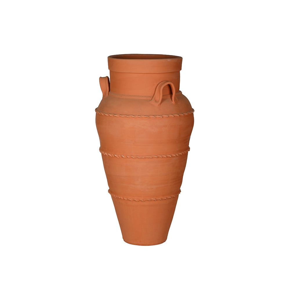 Braided Handle Tall Garden Style Terracotta Planter