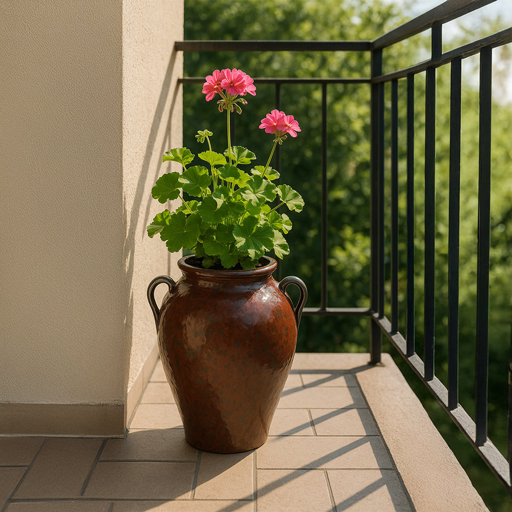 Rust Dual Handle Amphora Decorative Ceramic Planter