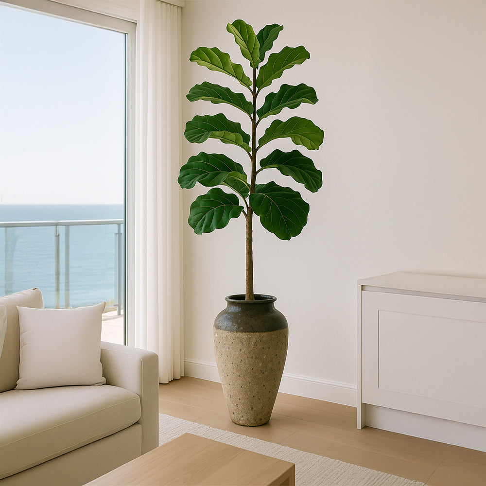 Beige Top Textured Decorative Ceramic Planter