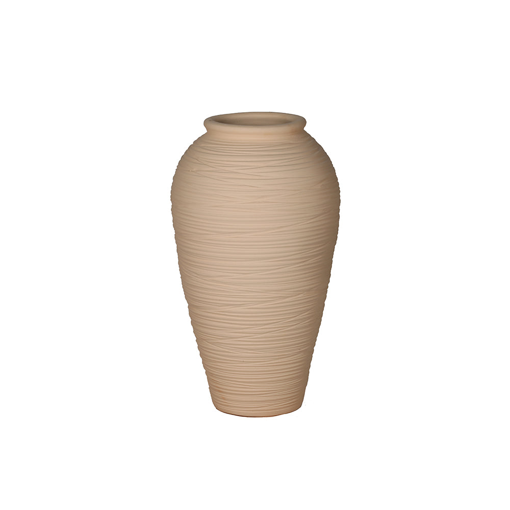 Textured Beige Tall Garden Style Terracotta Planter