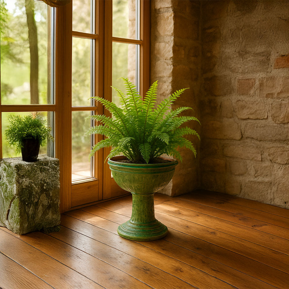 Green Pedestal Ceramic Decorative Planter
