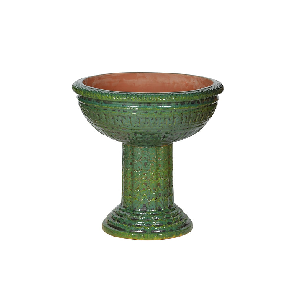 Green Pedestal Ceramic Decorative Planter