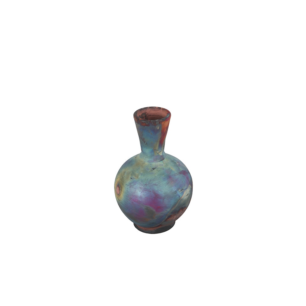 Artisan Round Raku Style Ceramic Vase