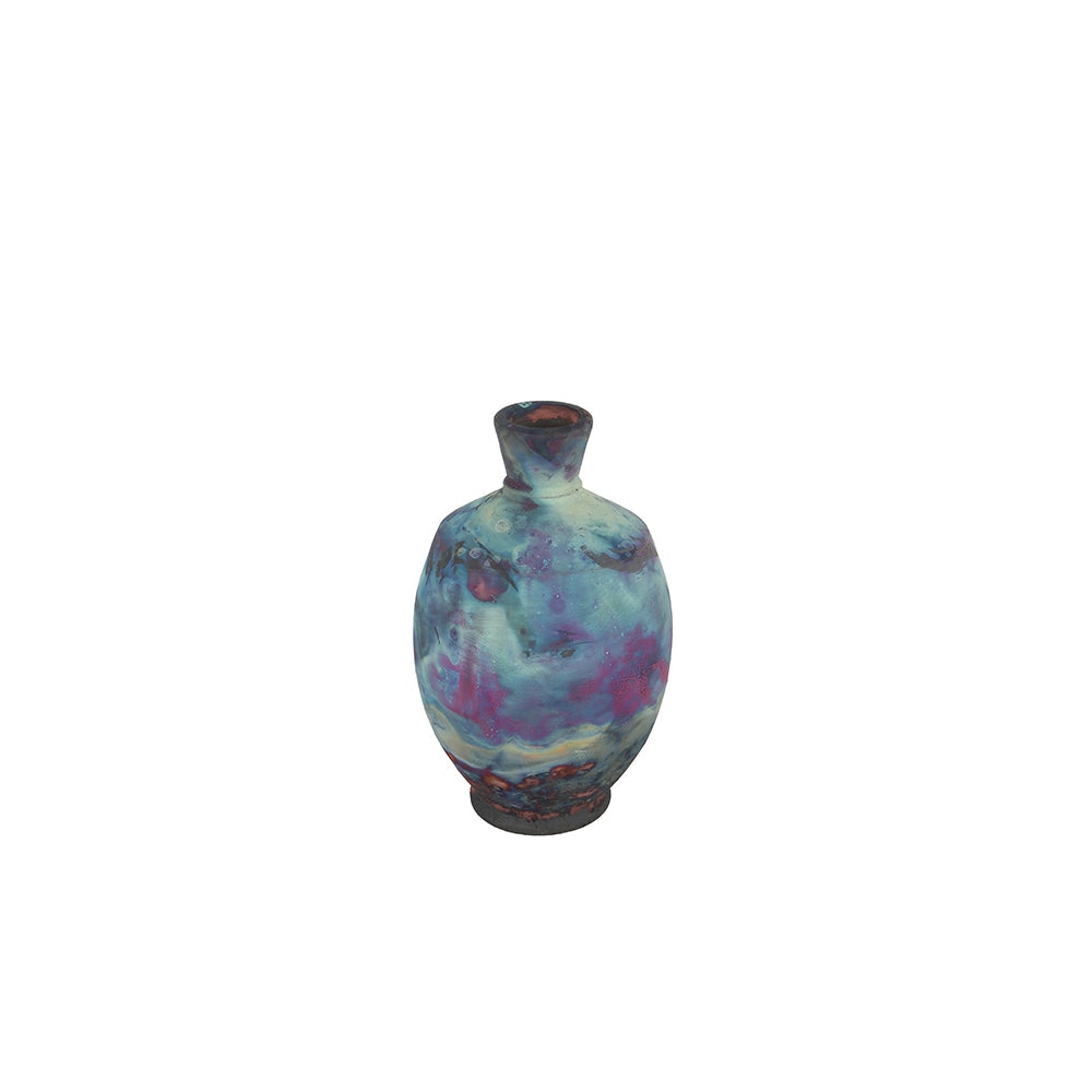 Multicolor Petite Raku Style Ceramic Vase