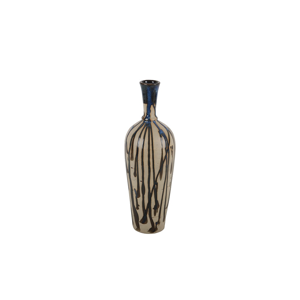 Blue Drip Beige Decorative Ceramic Vase
