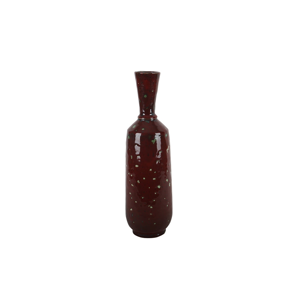 Deep Red Speckled Decorative Ceramic Vase