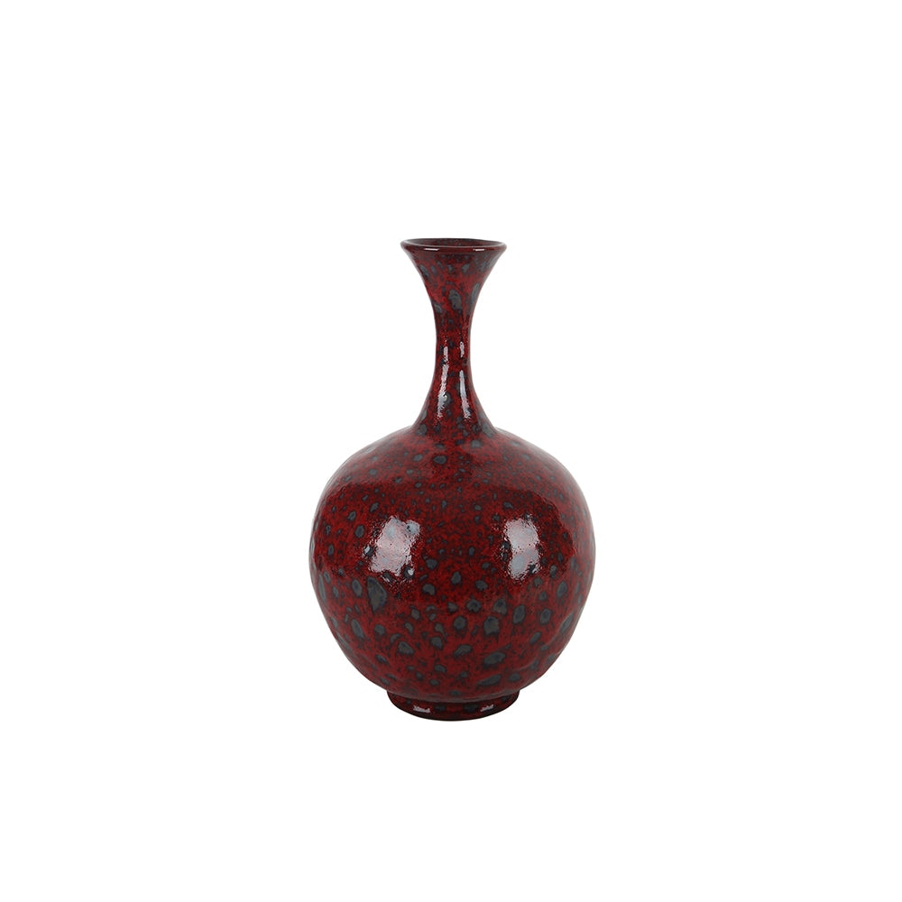 Crimson Flared Decorative Ceramic Vase
