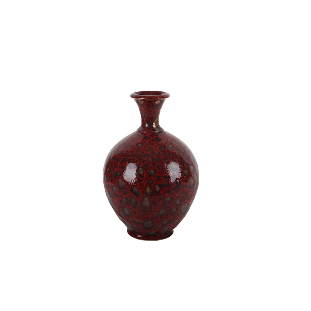 Maroon Black Speckled Decorative Ceramic Vase