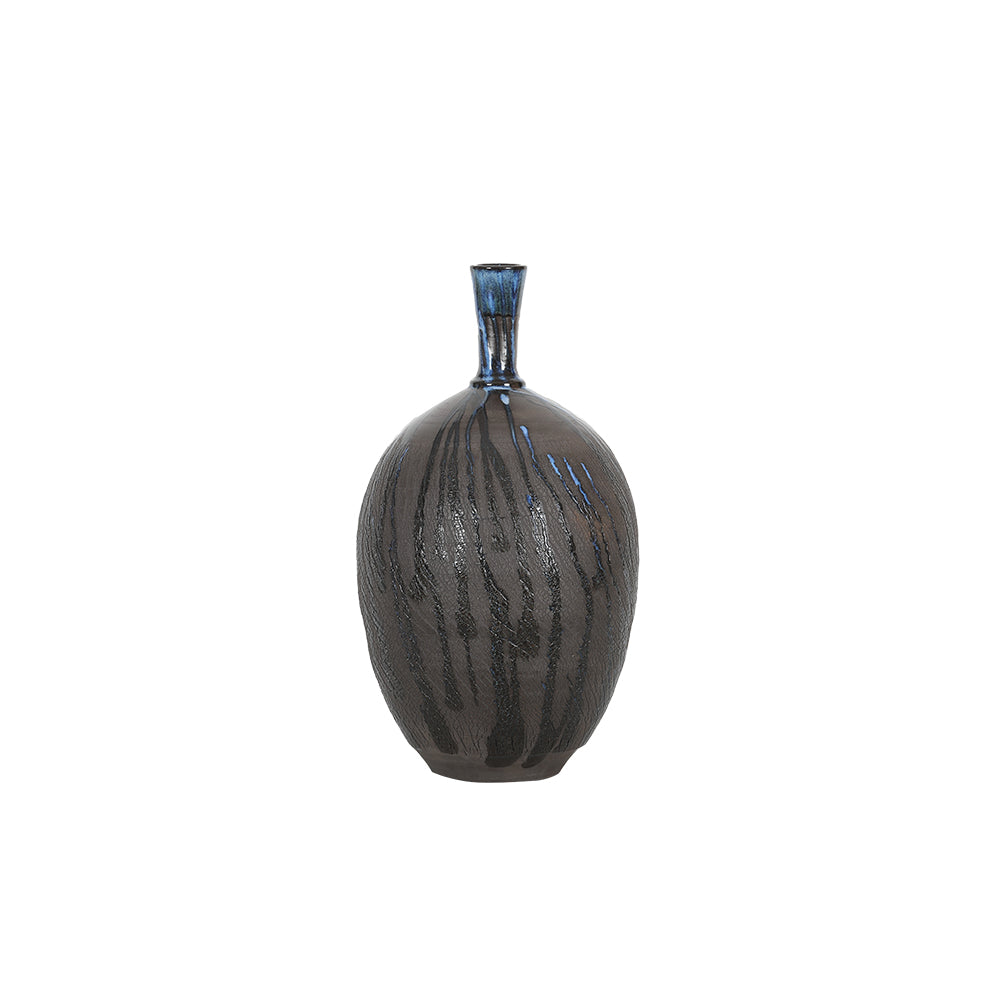 Black Drip Narrow Neck Decorative Ceramic Vase