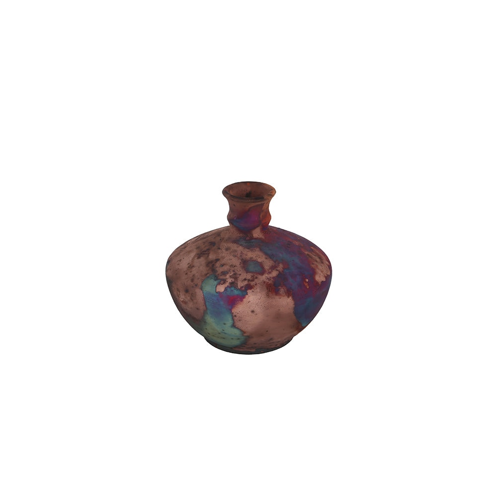 Copper Nebula Raku Style Ceramic Vase