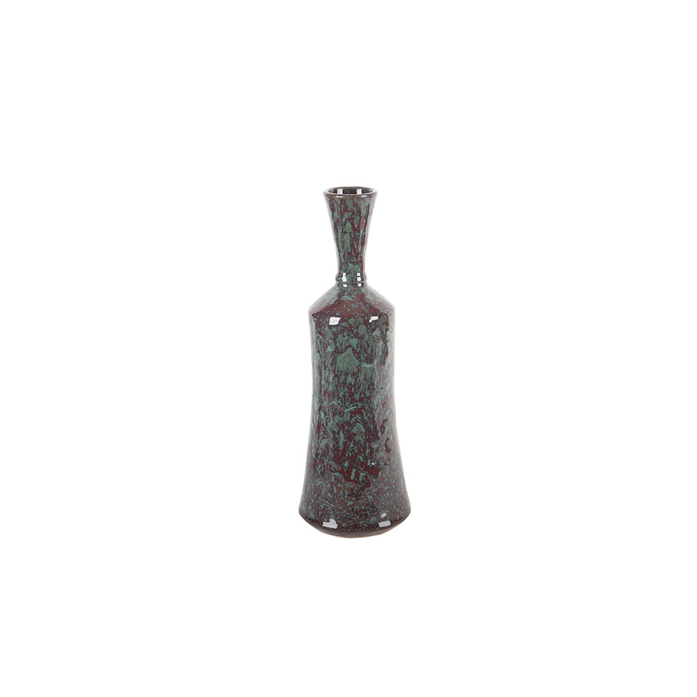 Maroon Green Tall Decorative Ceramic Vase