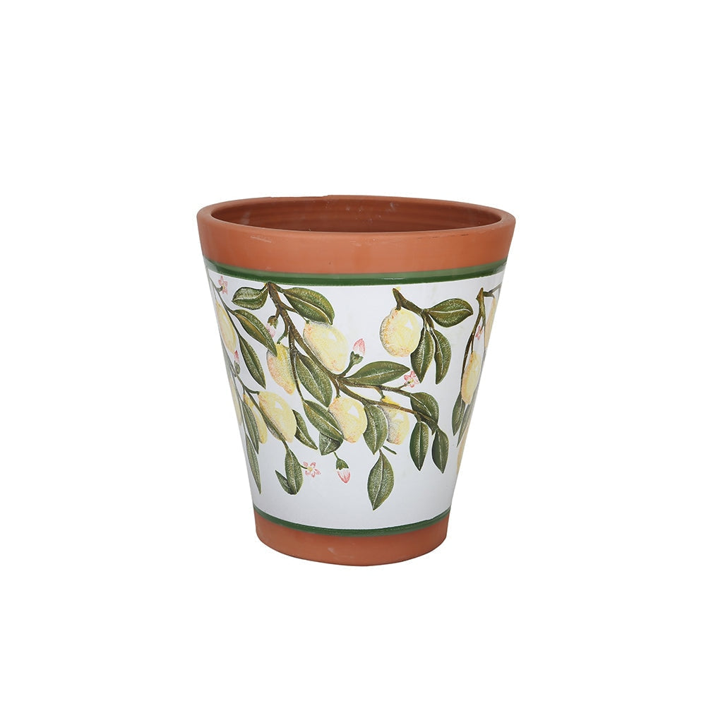 Lemon Motif Terracotta Flower Pot