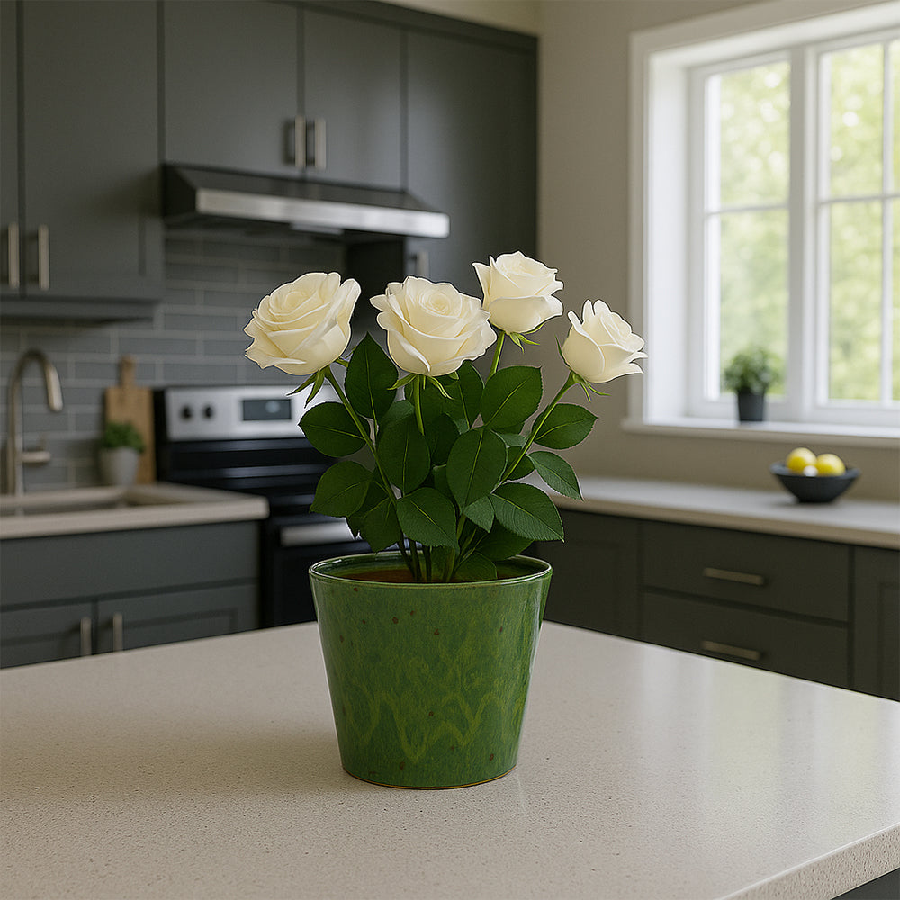 Forest Green Ceramic Flower Pot