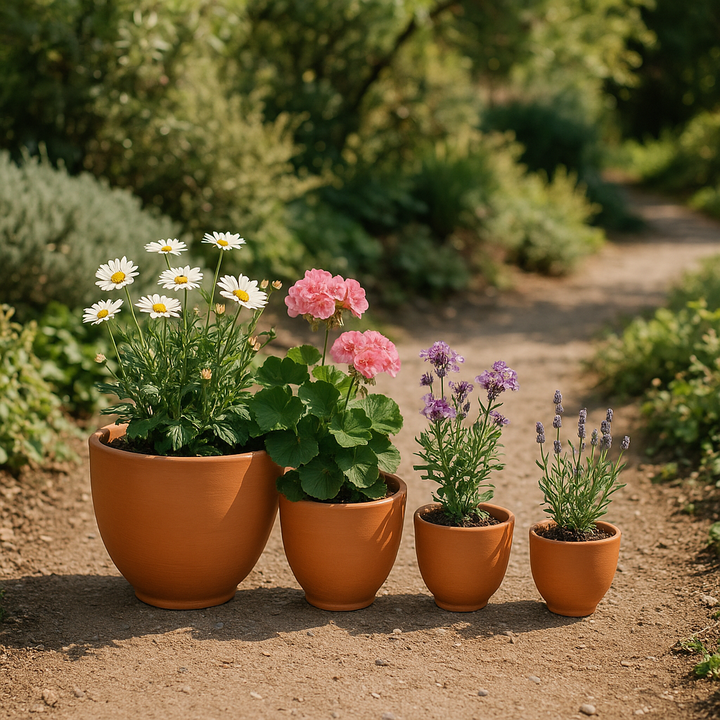 Classic Round Terracotta Flower Pot Set