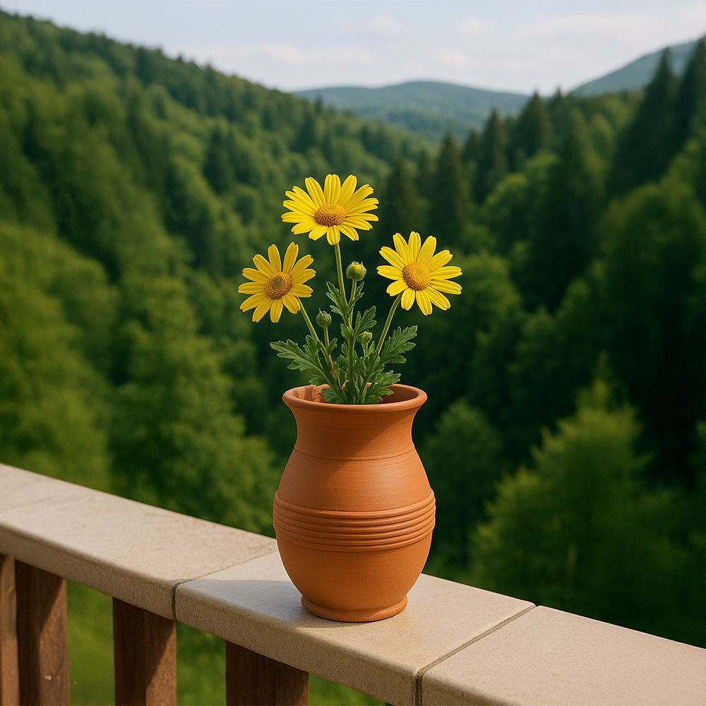 Ribbed Waist Terracotta Flower Pot