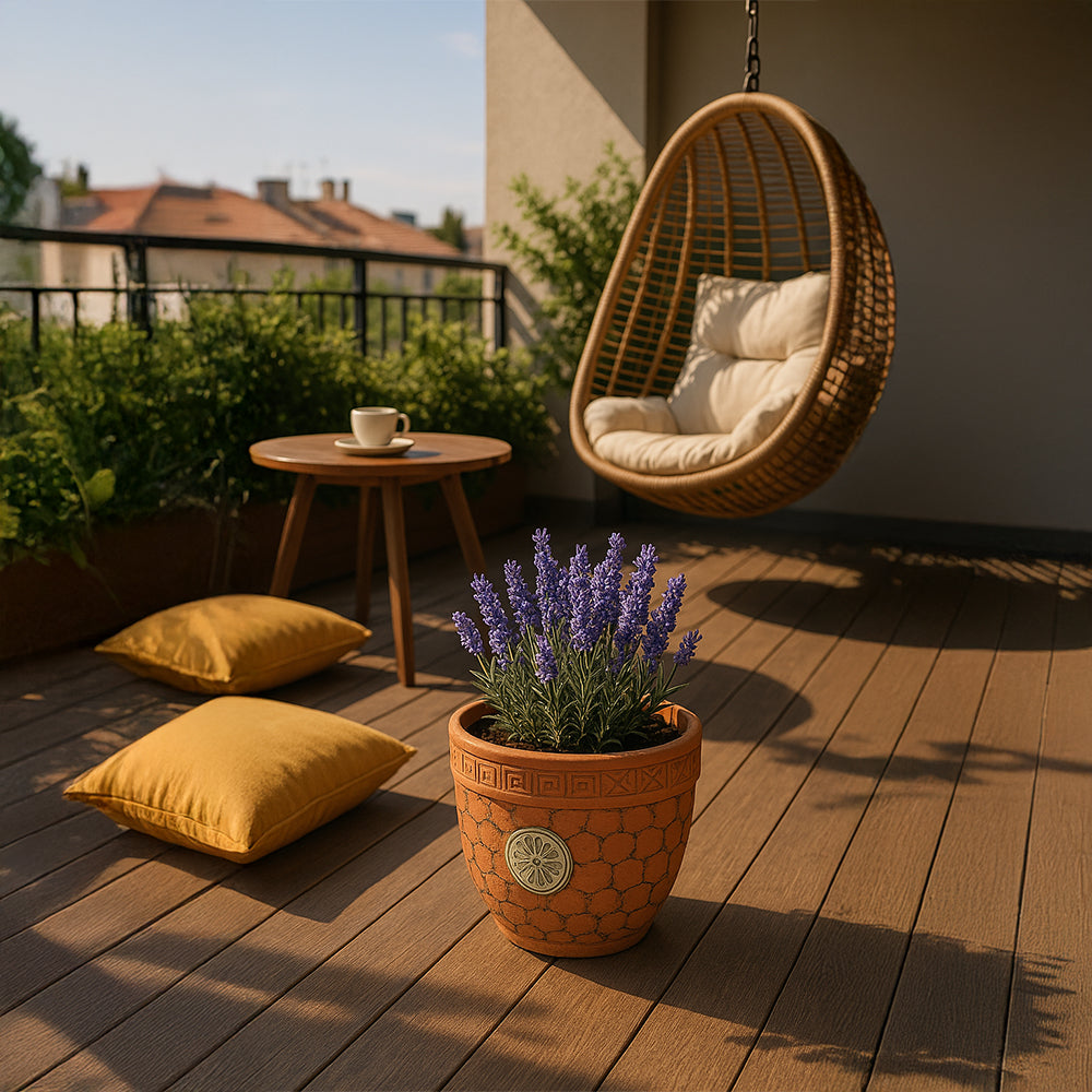 Aegean Medallion Round Terracotta Flower Pot