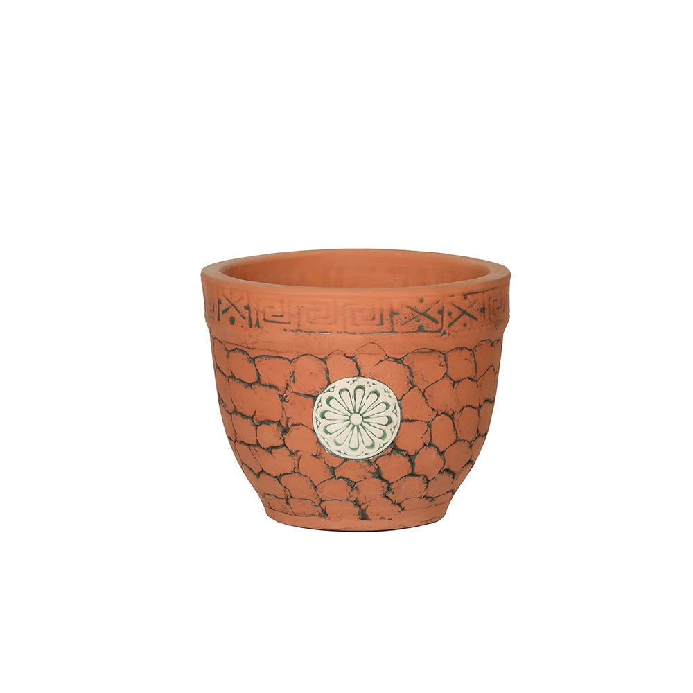 Aegean Medallion Round Terracotta Flower Pot