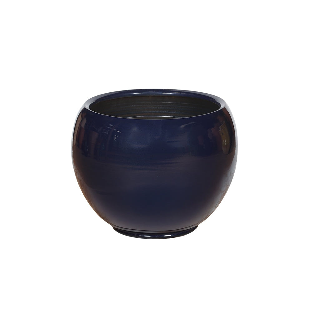 Navy Round Ceramic Flower Pot
