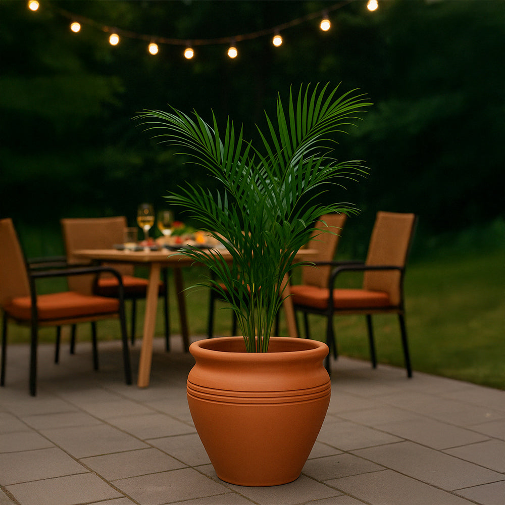Flared Ribbed Terracotta Flower Pot