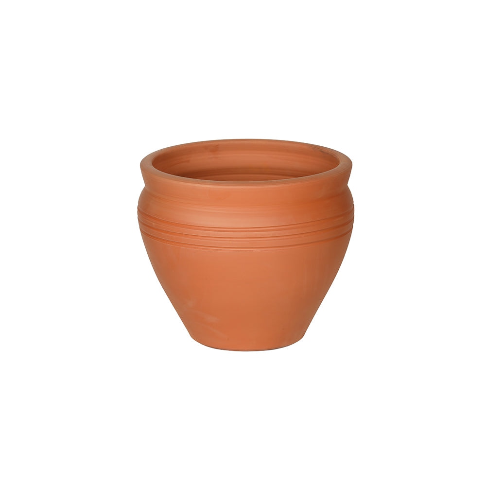 Flared Ribbed Terracotta Flower Pot