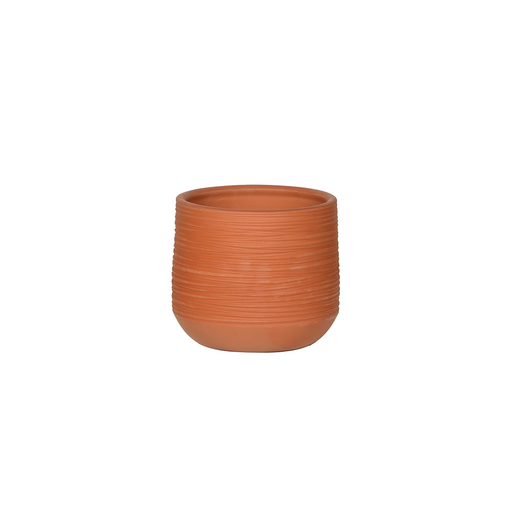 Ribbed Round Terracotta Flower Pot