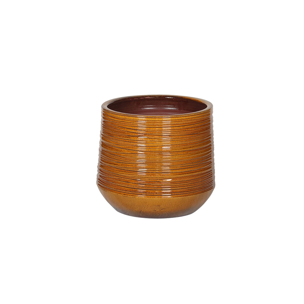 Amber Striped Ceramic Flower Pot