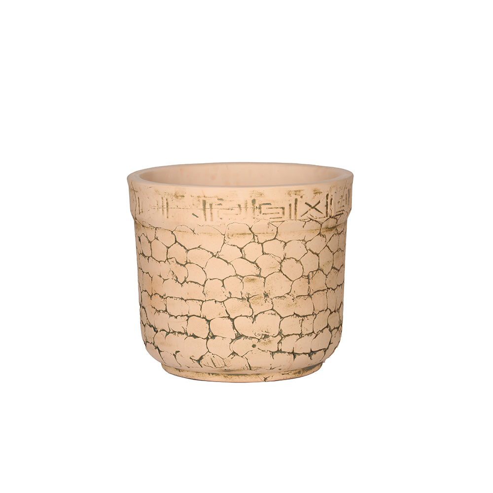 Cream Crackle Terracotta Outdoor Flower Pot