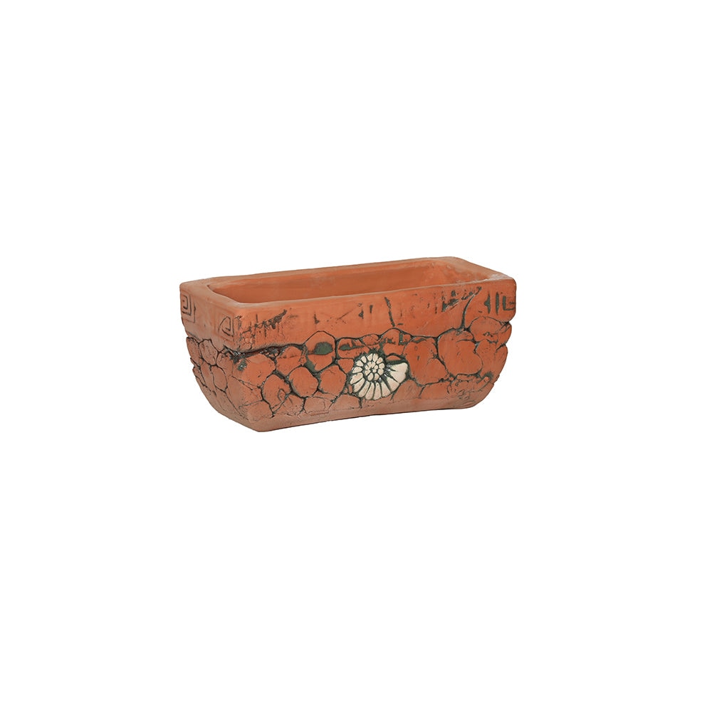 Embossed Daisy Terracotta Outdoor Flower Pot