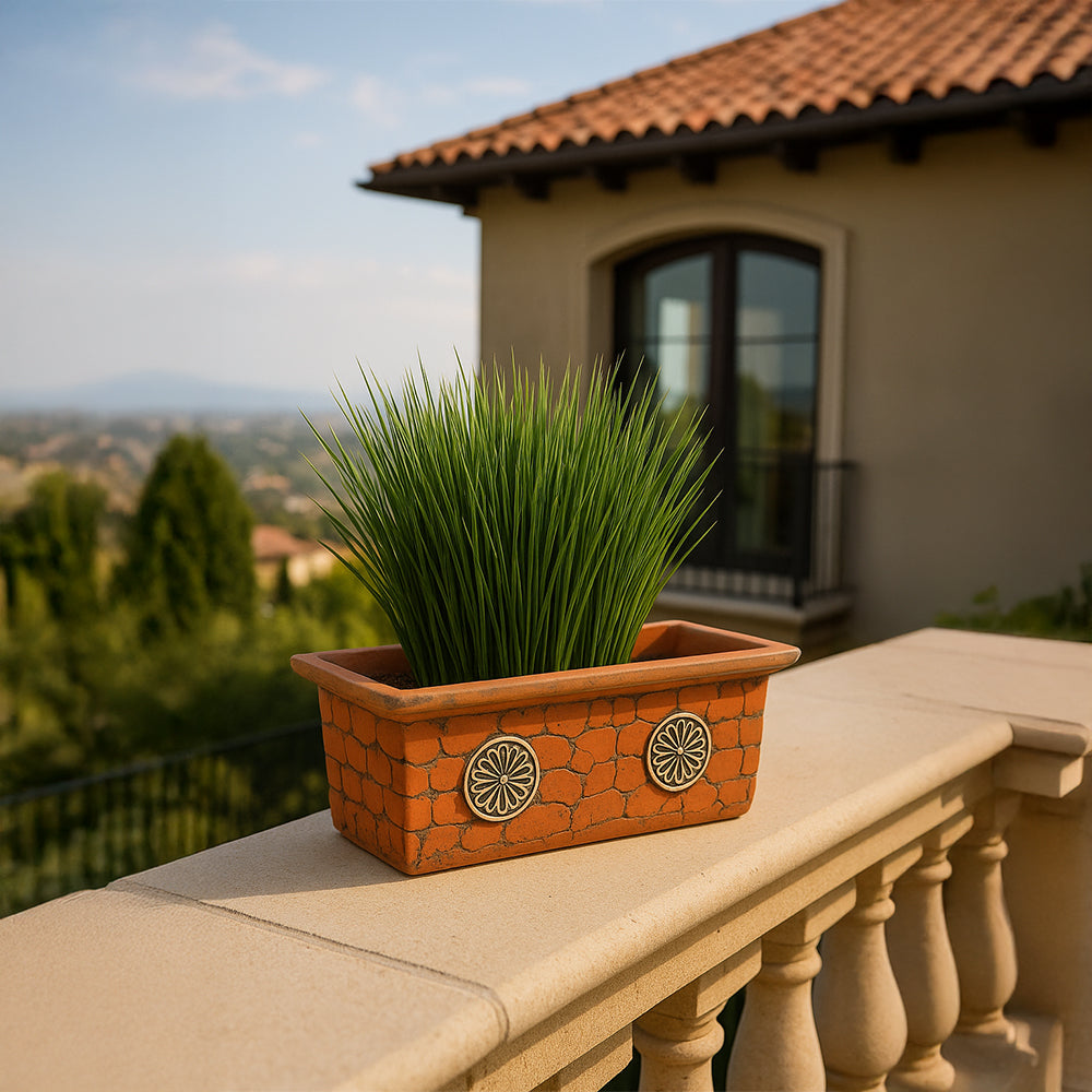 Embossed Brick Terracotta Outdoor Flower Pot