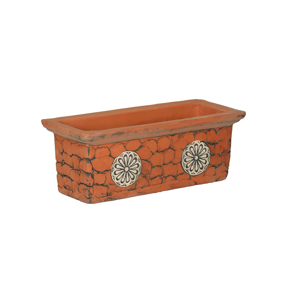 Embossed Brick Terracotta Outdoor Flower Pot