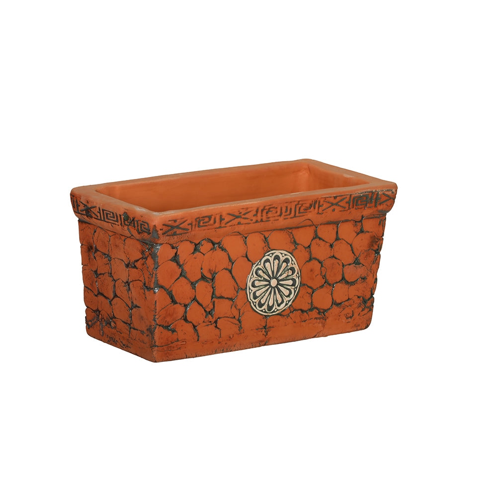 Embossed Brick Rectangular Terracotta Outdoor Flower Pot