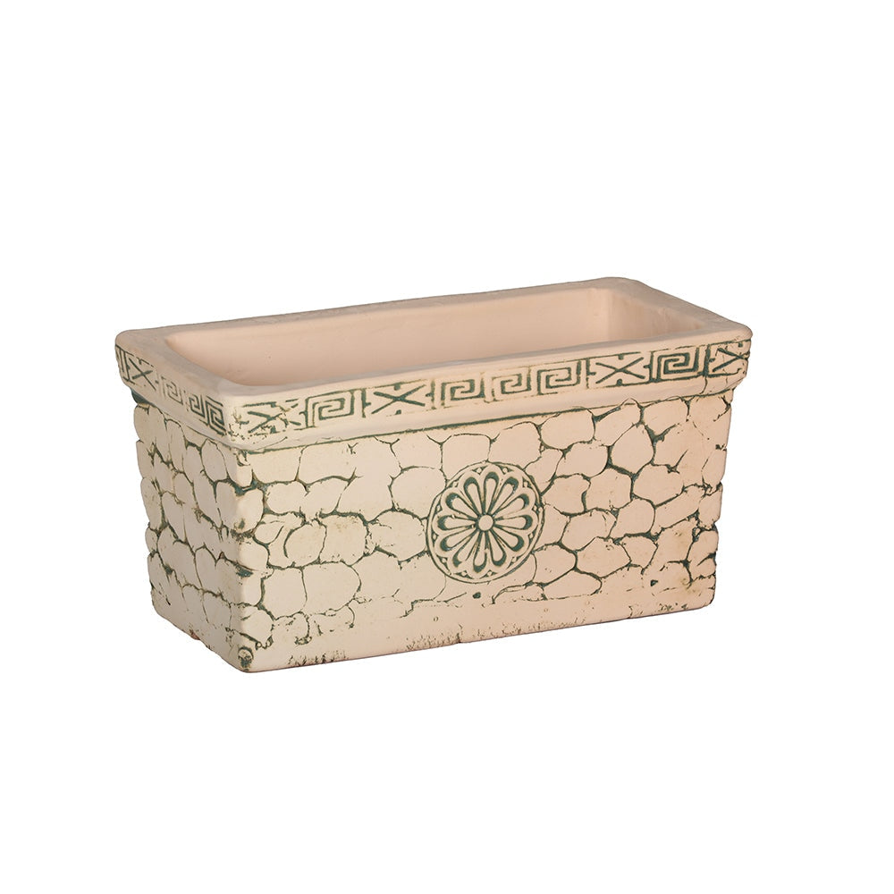 Cream Brick Rectangular Terracotta Outdoor Flower Pot