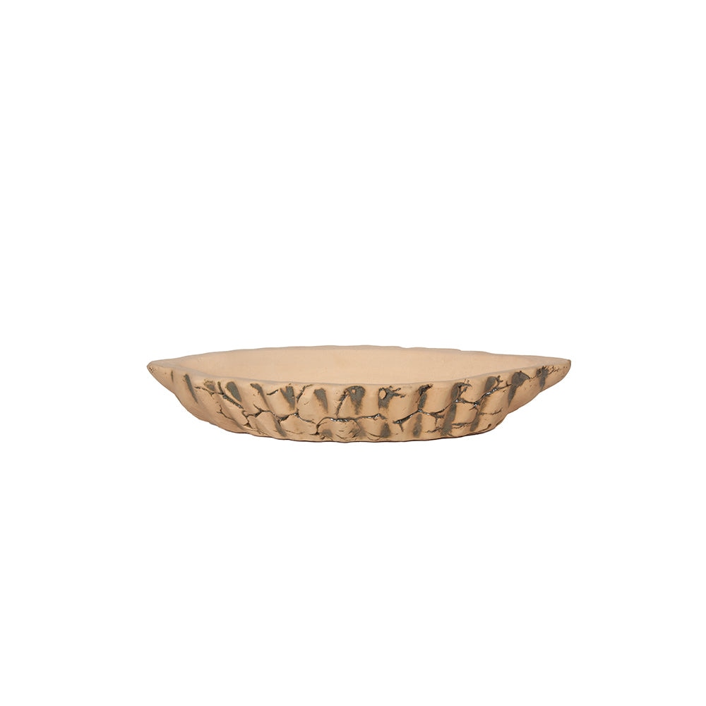 Beige Oyster Shape Terracotta Planter Bowl