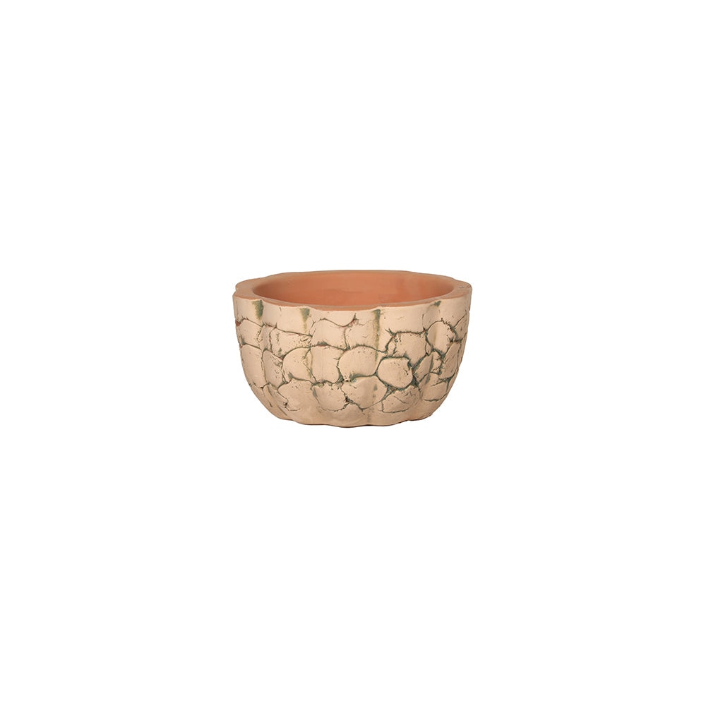 Pumpkin Shape Crackled Terracotta Planter Bowl